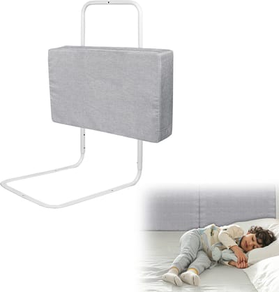 Froadp 60 cm kinderbedhekje Bedhekje Bedbeschermingshekje voor kinderen Valbeveiliging Bed Kinderbedhekje 5-gaats in hoogte verstelbaar voor kinderbed & gezinsbed Grijs