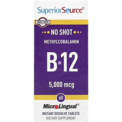 Methylcobalamine B-12, 5.000 mcg, Microlingual® Snel Oplossende Tabletten, 60 Tabletten