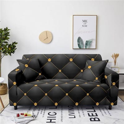 Housse de canapé élastique géométrique housse de canapé housse extensible housse de canapé sectionnelle housse de protection de meubles de canapé décoration de maison 1 seater 90-140cm black