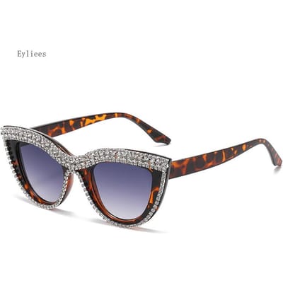 Vintage Luxe Kristal Diamant Cateye Zonnebril Dames Designer Zwart Roze Montuur Kattenoog Zonnebril Bling Bling Brillen