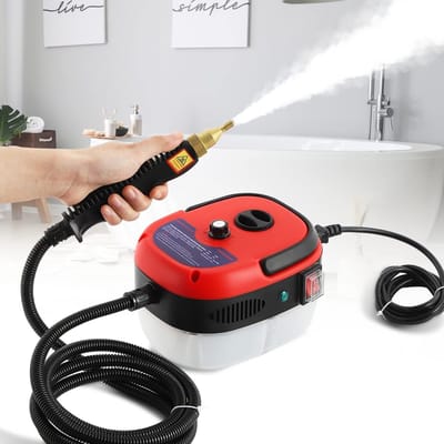 Draagbare Stoomreiniger - Hogedruk Reiniger - Diepe Reiniging Thuis - 2500W Snel Verwarmen - 1 Liter Reservoir - Rood Wit