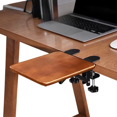 Opvouwbare Houten Bureauverlenging – Uitschuifbaar Toetsenbord Plateau & Muisplank – Ergonomische Bureau Extender voor Thuiswerk en Kantoor - Bruin