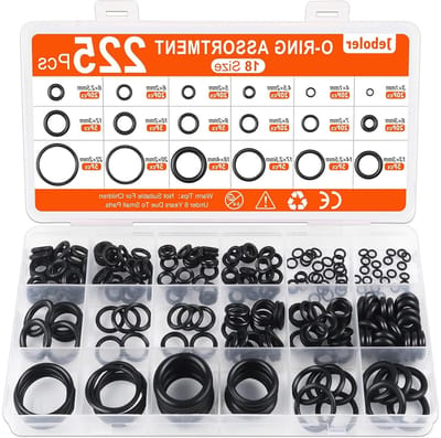 O-Ring Assortiment van 225 Stuks, Ø 3-22mm Sealing Washers Set voor Waterleidingen, Sanitair en Druksystemen - 18 Maten Zwarte Dichtingen