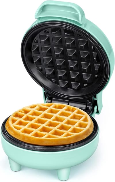 Mini Wafelijzer - Groen - Antiaanbaklaag - Automatische Temperatuurregeling - Voor Kleine Porties