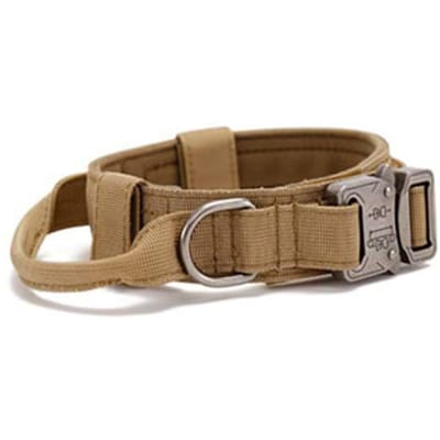 Collier pour chien réglable Confortable Respirant Collier pour animal de compagnie chien avec boucle métallique et anneau en D pour l'entraînement Chiens moyens grands M 35x27x20cm / 13.78x10.63x7.87in kaki