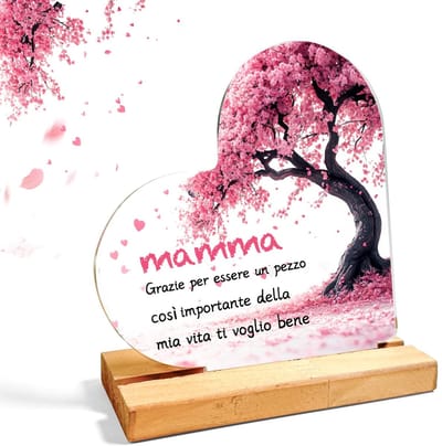 Dailygoods- Cadeau Moederdag - Transparant Acryl Hart - Sleutelhanger/Decoratief Object - Verjaardagscadeau - Cadeau-ideeën voor Dames - Elegante Roze Boom - Geschenk