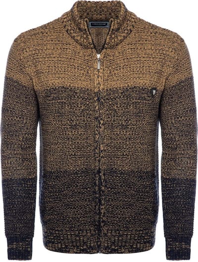 Carisma Heren Vest Opstaande Kraag Gebreid Camel 7778 - XXL