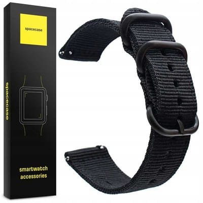 Spacecase Horlogeband Sc Nato Band 22Mm Zwart Voor Smartwatch