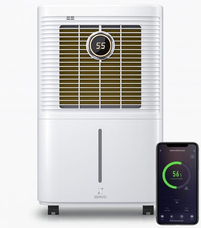 Zenvo Smart WiFi Luchtontvochtiger met App - 12L/dag - 50 m2 - Hygrostaat - Kinderslot - Voor Woonkamer, Slaapkamer, Badkamer, Babykamer & Kelder