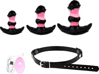 Vibrerende mond gag - Set van 3 - Knevel - 10 vibratiestanden - Paard dildo - Remote