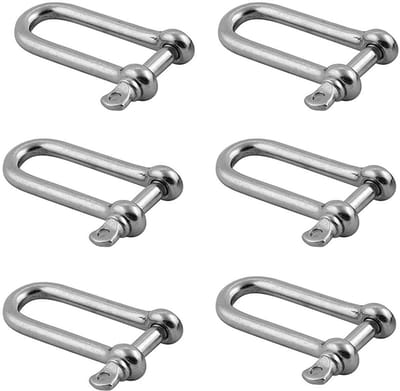 6 Stuks 6mm D-Sluitingen Roestvrij Staal Rechte Harpsluiting voor Zware Bevestiging