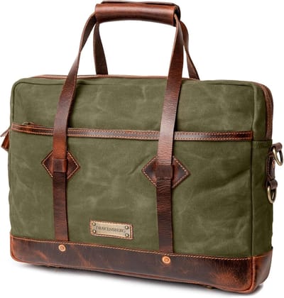 Leren Wax Canvas Laptoptas Waterdicht Actentas voor Heren