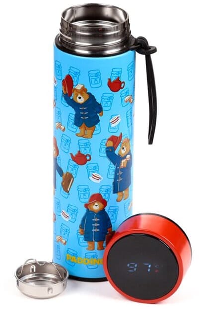 Beertje Paddington Thermosfles 450ml – RVS – Met Digitale Thermometer & Theezeef – Dubbelwandig – BPA-vrij – Blauw – Voor Warm & Koud – Kindvriendelijk Design