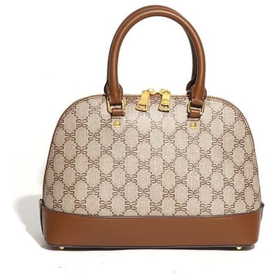 Klassieke Retro Stijl Monogram Schelp Tas, Herfst en Winter Geprinte Rits Handtas, Schouder Crossbody Dames Tas beige