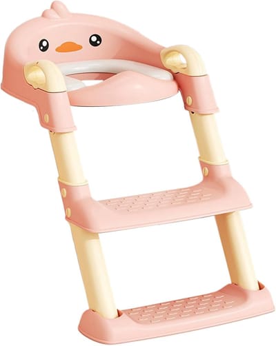 Zindelijkheidstrainer - Potje met trapje - Kinderen zindelijk maken - Antislip ontwerp - 467 x 403 cm - Roze