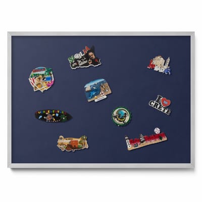 Tulup Magneetbord met Zilveren Frame - Marine Magnetisch Bord in Verschillende Kleuren - 70 cm x 50 cm - Kleur: donker marineblauw - Magneetbord met Effen Frame - Magnetisch Bord Decoratief - Magneetbord Multifunctioneel