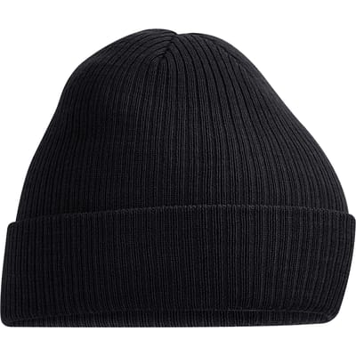 Beechfield Geribde muts Polylana (Zwart)