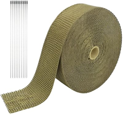 Hittebeschermingsband voor uitlaat - 50 mm x 15 m, hittebestendige afdichtband, uitlaatisolatie en kabelbinders voor optimale bescherming