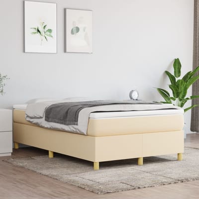 vidaXL - Boxspring - bed - 120x200 - cm - stof - crèmekleurig