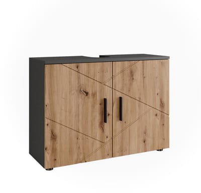 Vicco Badmeubel Irma, Antraciet/Goudkleurig Eiken, 80 x 59 cm met 2 deuren