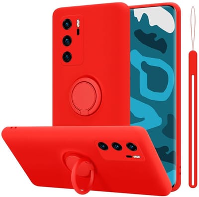 Cadorabo Hoesje geschikt voor Huawei P40 in LIQUID ROOD - Beschermhoes van flexibel TPU silicone Case Cover met ring