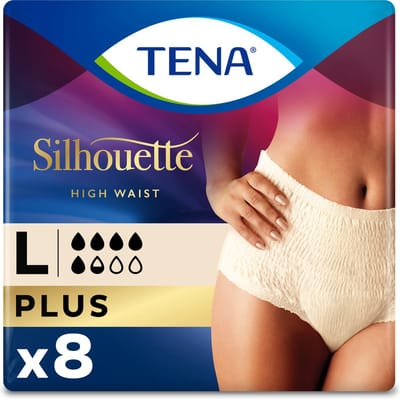 TENA Silhouette Plus - High Waist - Crème - L - 8 stuks - voor urineverlies (incontinentie)