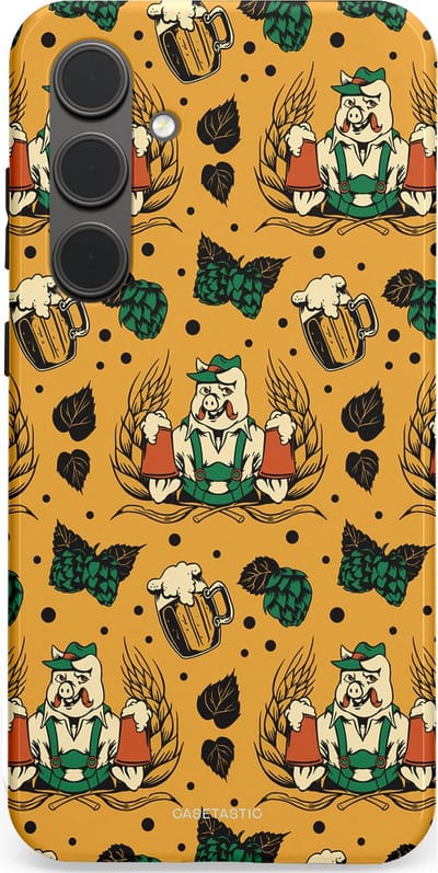 Casetastic hoesje geschikt voor Samsung Galaxy S24 Plus - Dubbellaagse bescherming - Oktoberpret - Fashion Case - Goud Taupe Donkergroen Donkergrijs