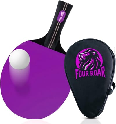 Tafeltennisbat Paars 7 Lagen Pingpongbat voor Elk Niveau Inclusief Hoes en Bal