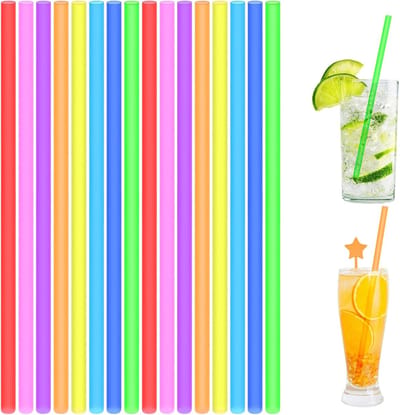 Thijox - 100 Stuks Herbruikbare Rietjes - Kleurrijke Partyrietjes voor Feest, Verjaardag, Bruiloft - Perfect voor Smoothies, Sap en Cocktails - 19 cm