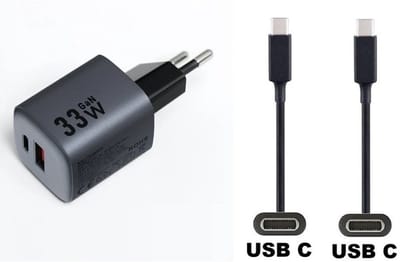 OneOne 33W snellader met 2 poorten + 1,0m sterke USB C naar C kabel. GAN lader. PD PPS oplader adapter past op Samsung Galaxy M21, M30, M40, M54, M55s, M05, F42, M10s, M11, Z, M06, M42, M20, M31s, M32, M32, F05
