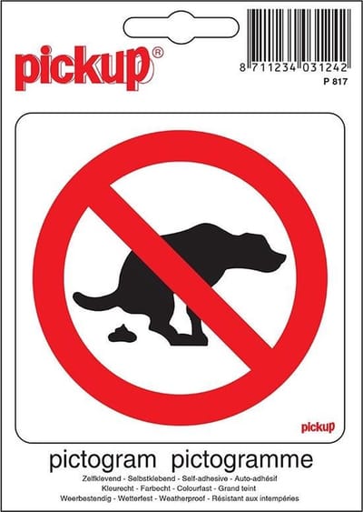 Pickup Pictogram 10x10 cm - Hier geen hondenpoep
