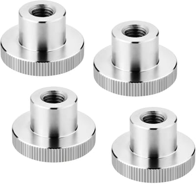 Set van 4 SOTECH M10 kartelmoeren, roestvrij staal V2A (SS304), hoge vorm, DIN 466, metrische kartelmoeren met gekartelde zijkanten.