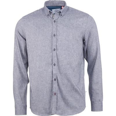 Kronstadt Heren Overhemd Johan Grijsblauw Herringbone Regular Fit - S