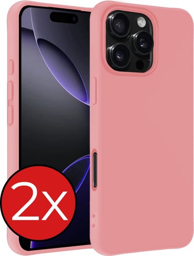 Hoesje - 2 Stuks - Geschikt voor Apple iPhone 16 Pro - Sterk & Shockproof - Telefoonhoes - Back Cover - Case Siliconen - Telefoon Hoes - Lichtroze