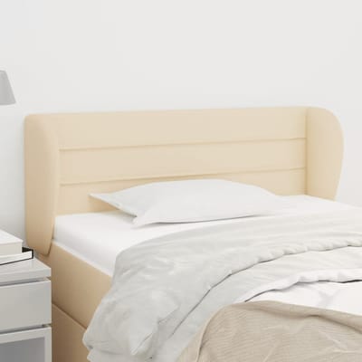 vidaXL - Hoofdbord - met - randen - 93x23x78/88 - cm - stof - crèmekleurig