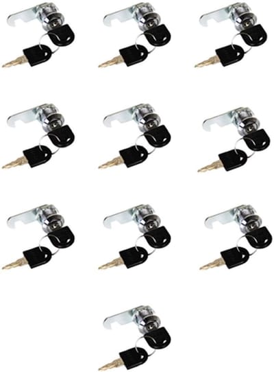 Dailygoods - TOP-VIGOR 10 stuks 30 mm veiligheidsslot, kastlade beveiliging brievenbussloten met 20 sleutels voor kast, lade, kledingkast, brievenbus en gereedschapskist, gelijk met sleutel