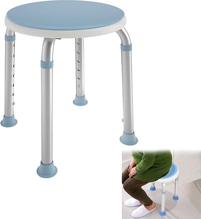 Douchestoel - Badkruk Zitting - Veilig Douchen - 360 Graden Draaibaar - 36-51 cm - Blauw