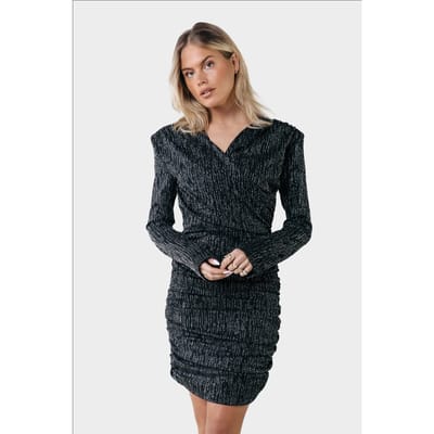 Colourful Rebel Bryssa Lurex Stripes Padded Dress Ls Metallic Silver Maat: S | Mini Jurken Outlet | Dames | Zilver