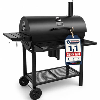 Houtskool BBQ - Smoker Barbecue XL - BBQ met Wielen - 70x37cm Grilloppervlak - Zijpanelen - Zwart