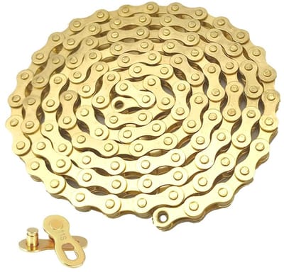 Dailygoods - Fietsketting met 11 versnellingen, 1/2 x 11/128 inch, 116 schakels, fietsketting, met 11 versnellingen fietsketting connector (goud)