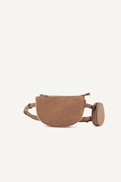 Monk and Anna - Toho Heuptasje Dames • Wool • Cacao - Half Moon Portemonnee Dames 18,75 x 1,5 x 12 cm