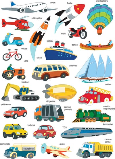 Stickers - Transport - Vrachtwagen/Boot/Auto/Vliegtuig/Raket - Scrapbook Hobby DIY - 2 Stickervellen - 2.5-7.5cm - 50 Stuks