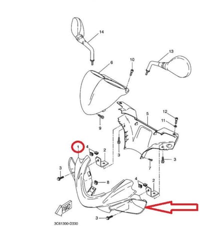 Couvre guidon AV pour scooter Yamaha 50 Aerox 2005-12 5BR-F6143-01-PJ Noir mat