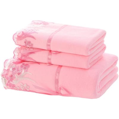 Ensemble de serviettes en microfibre de luxe en dentelle brodée, ensemble cadeau, serviette de visage, serviette de bain, serviettes éponge à séchage rapide, salle de bain, 1/3 pièces 34x75cm 1 piece