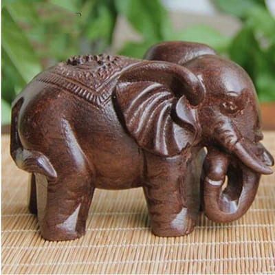 1/2 stuks Houten Olifant Beeldjes Ambacht, Gehouwen Natuursteen, Mineraal Kristal Mini Dieren Beeld gray