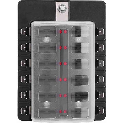 12-weg Circuit Blade Zekeringkast Standaard ATO ATC Blok Houder Kit met PC Terminal voor Auto Boot gray
