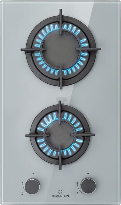 Klarstein Inbouw Gaskookplaat, Camping Gaskookplaat voor Binnen, RVS Gaskookplaat 2-pits, LPG Gaskookplaat, Campingkookplaat op Gas 2-pits, Gasfornuis voor Propaan en Aardgas, Wokbrander 4200 W