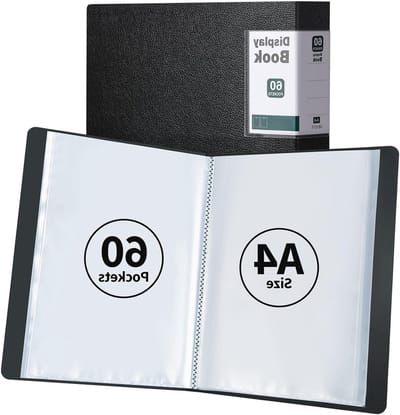 2-Pack A4 Displaymap met 60 Pockets, Presentatiemap met Duidelijke Plastic Hoezen voor Documenten en Organisatie