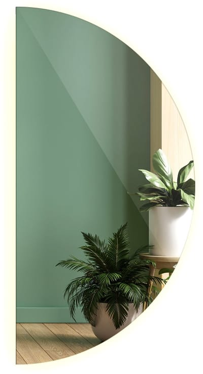 Tulup LED Spiegel - Halfronde Spiegel - 25 cm x 50 cm - Spiegel LED Halfrond - Spiegel LED Voor de Woonkamer - Warm Wit 3000K - Spiegel LED Halve Cirkel - Moderne Wandspiegel
