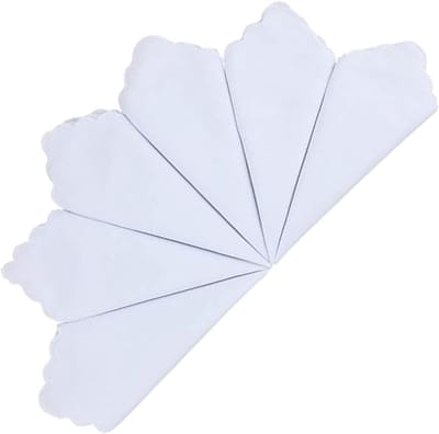 100% Katoenen Zakdoeken voor Vrouwen - Zachte Witte Handkerchiefs voor Bruiloften, Feestjes en DIY Projecten - Set van 6 Stuks, 28x28cm, Perfect als Kerstcadeau
